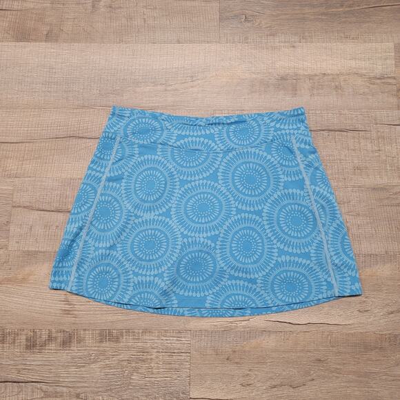 Title Nine Mini Lined Skort Size Medium Blue Geometric Print Golf Beach Coastal - Picture 1 of 10